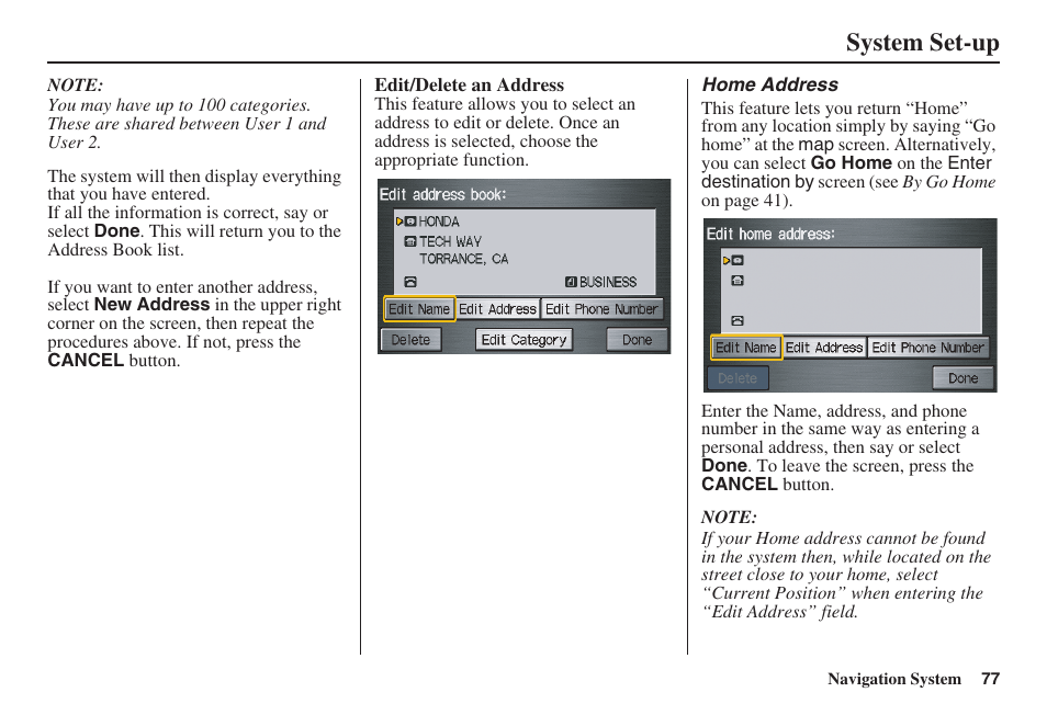 System set-up | HONDA 2008 Ridgeline 31SJC8100 User Manual | Page 78 / 136