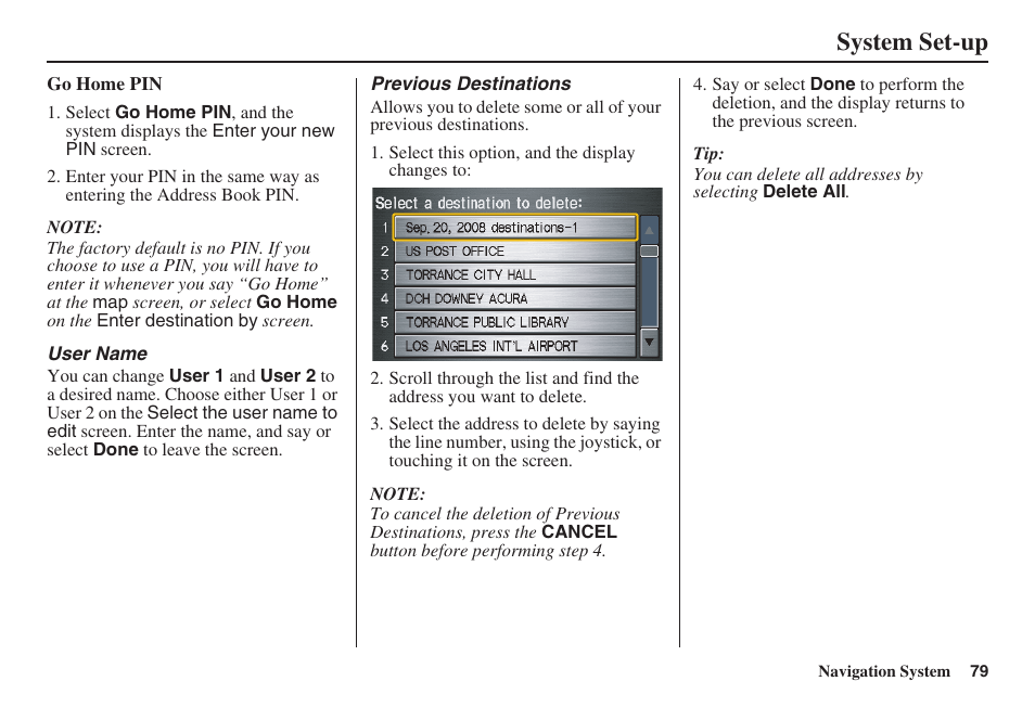 System set-up | HONDA 2008 Ridgeline 31SJC8100 User Manual | Page 80 / 136