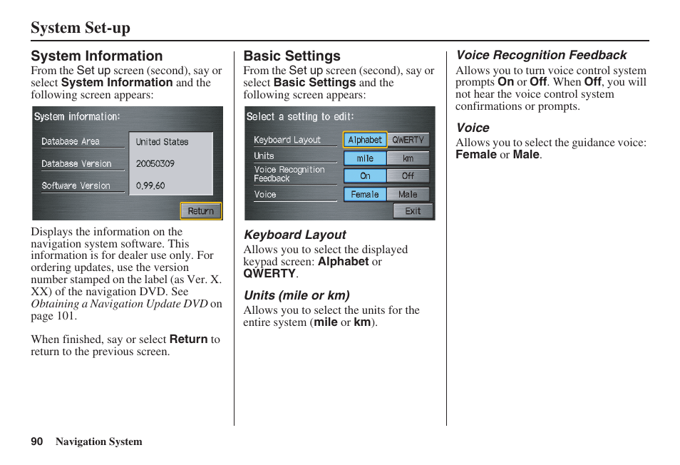 System set-up | HONDA 2008 Ridgeline 31SJC8100 User Manual | Page 91 / 136