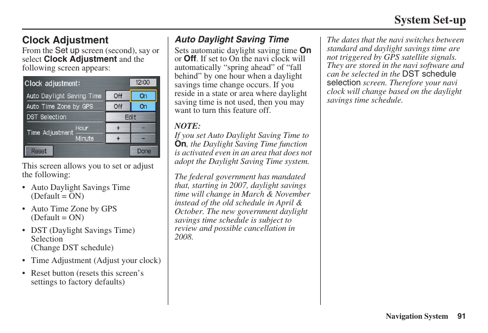 System set-up | HONDA 2008 Ridgeline 31SJC8100 User Manual | Page 92 / 136