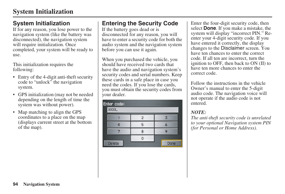 System initialization | HONDA 2008 Ridgeline 31SJC8100 User Manual | Page 95 / 136