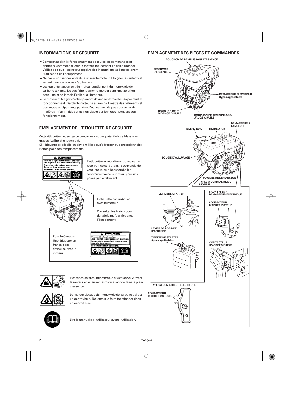 HONDA GX340 User Manual | Page 22 / 60