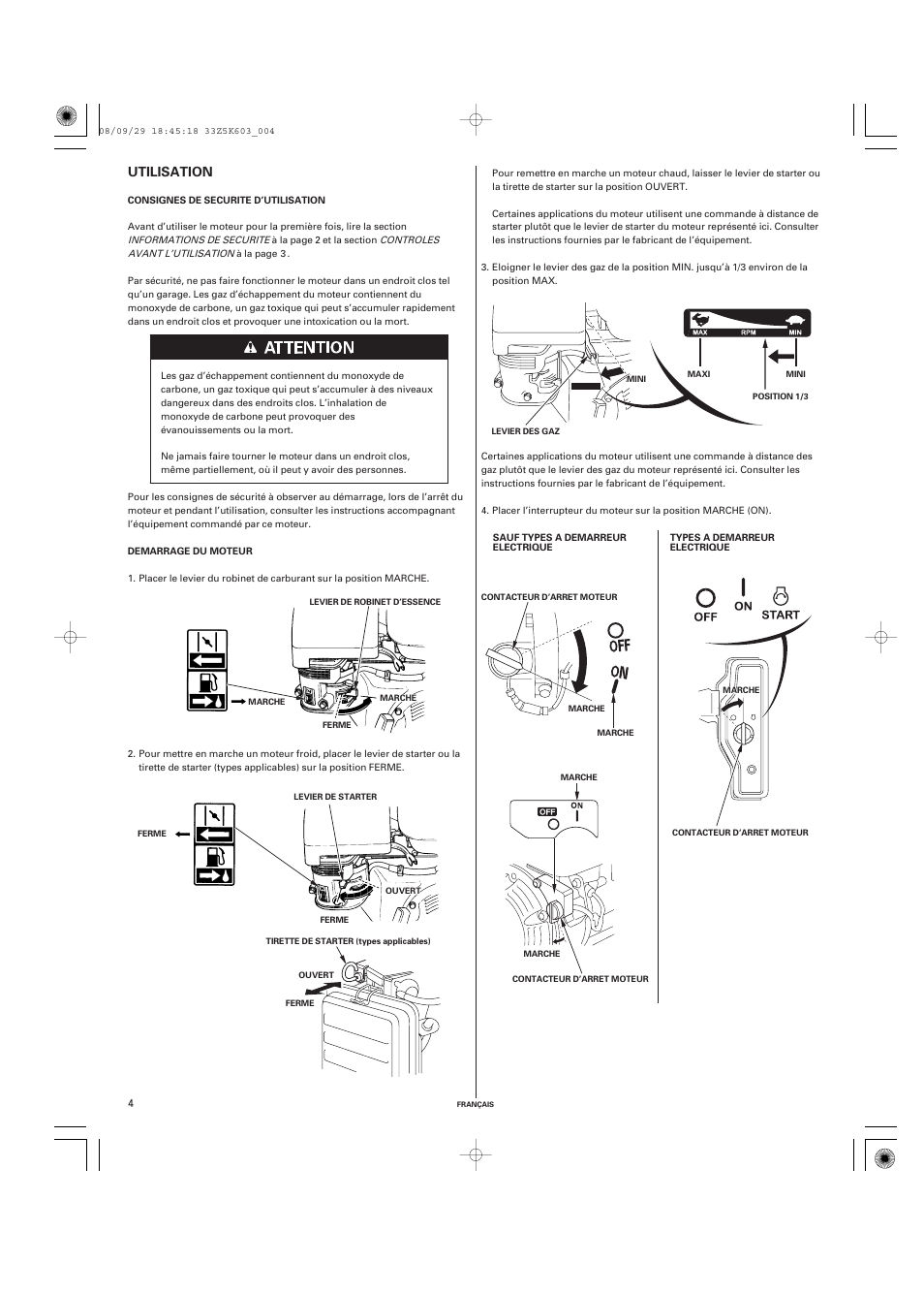 Utilisation | HONDA GX340 User Manual | Page 24 / 60