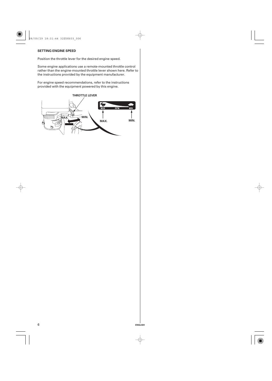 Setting engine speed | HONDA GX340 User Manual | Page 6 / 60