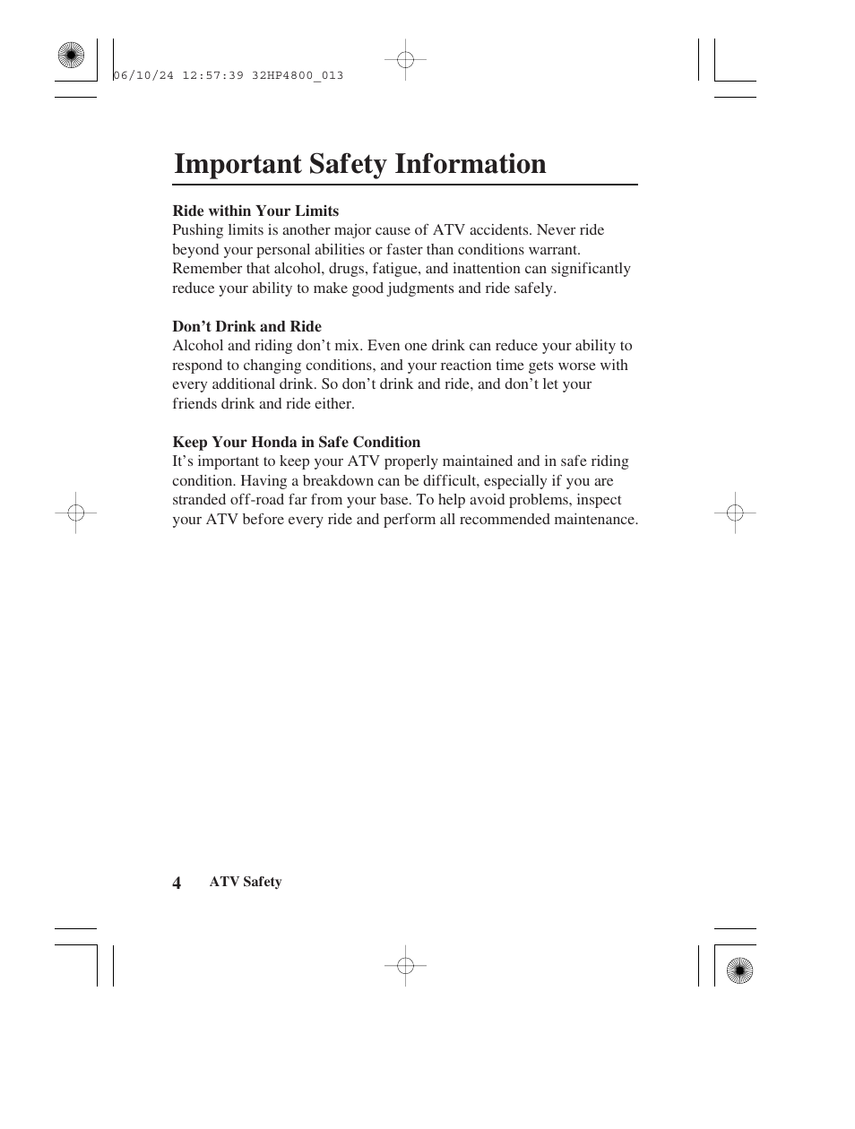 Important safety information | HONDA TRX420TE/FE User Manual | Page 12 / 236