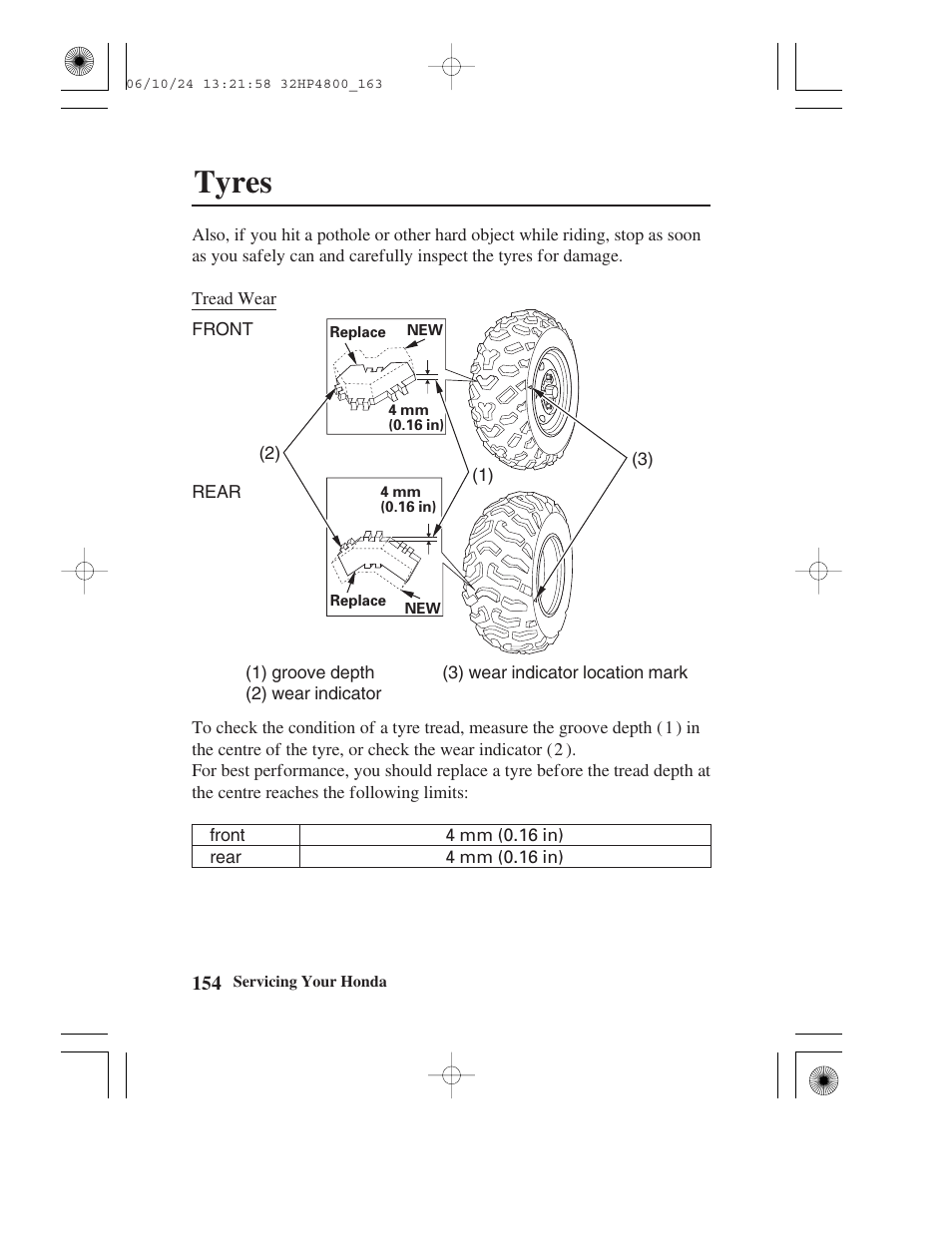 Tyres | HONDA TRX420TE/FE User Manual | Page 162 / 236