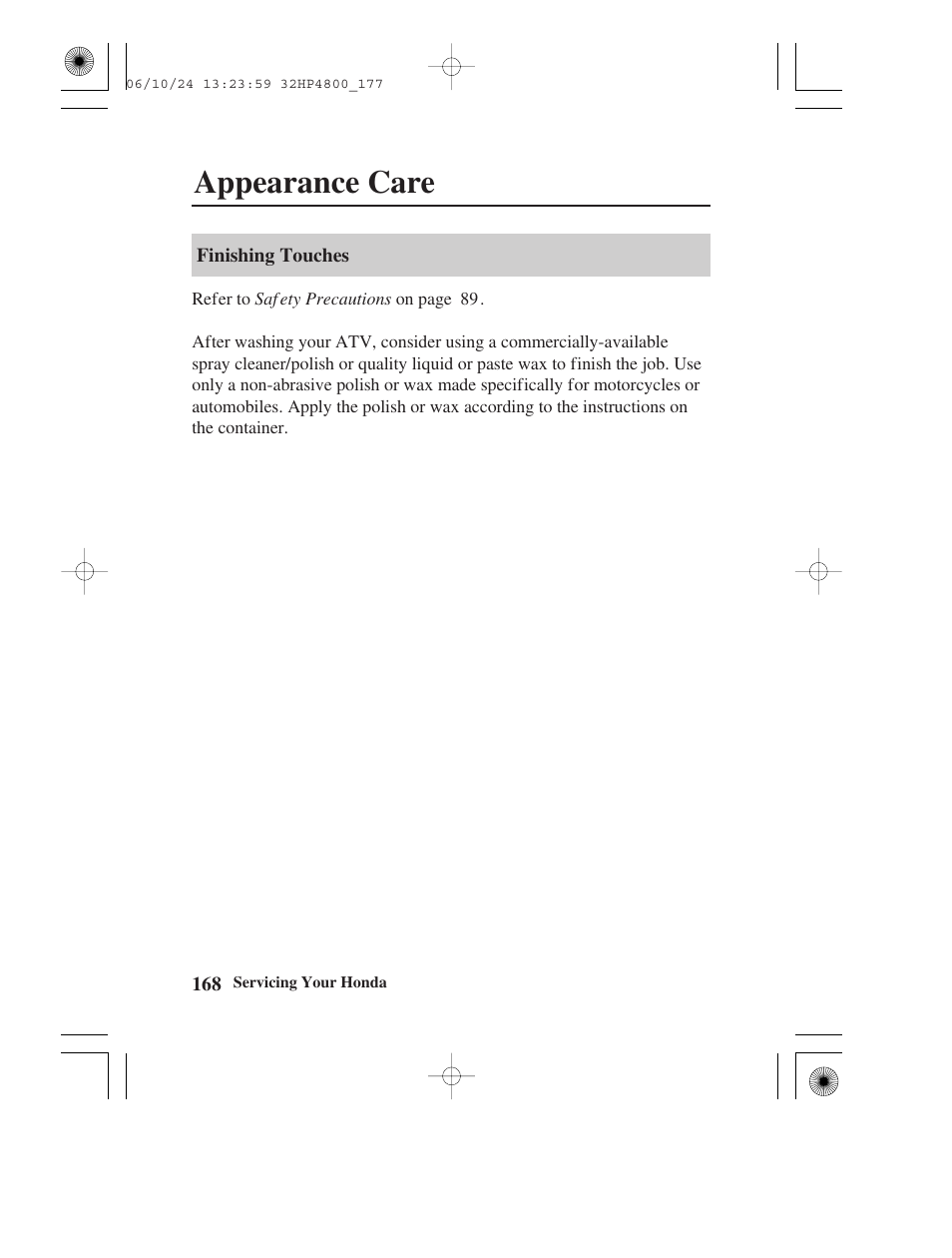 Appearance care | HONDA TRX420TE/FE User Manual | Page 176 / 236