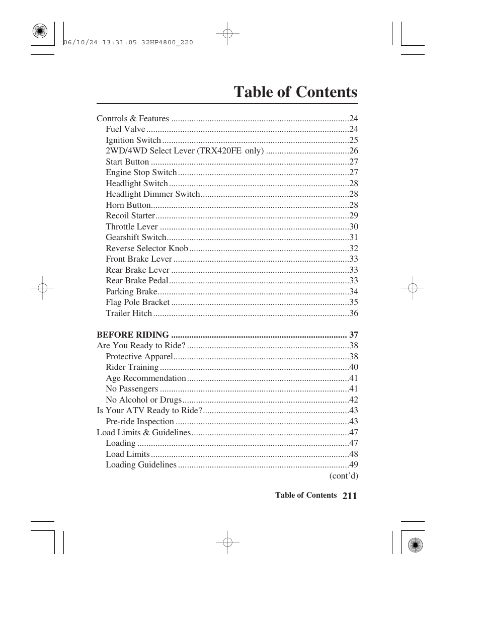 HONDA TRX420TE/FE User Manual | Page 219 / 236