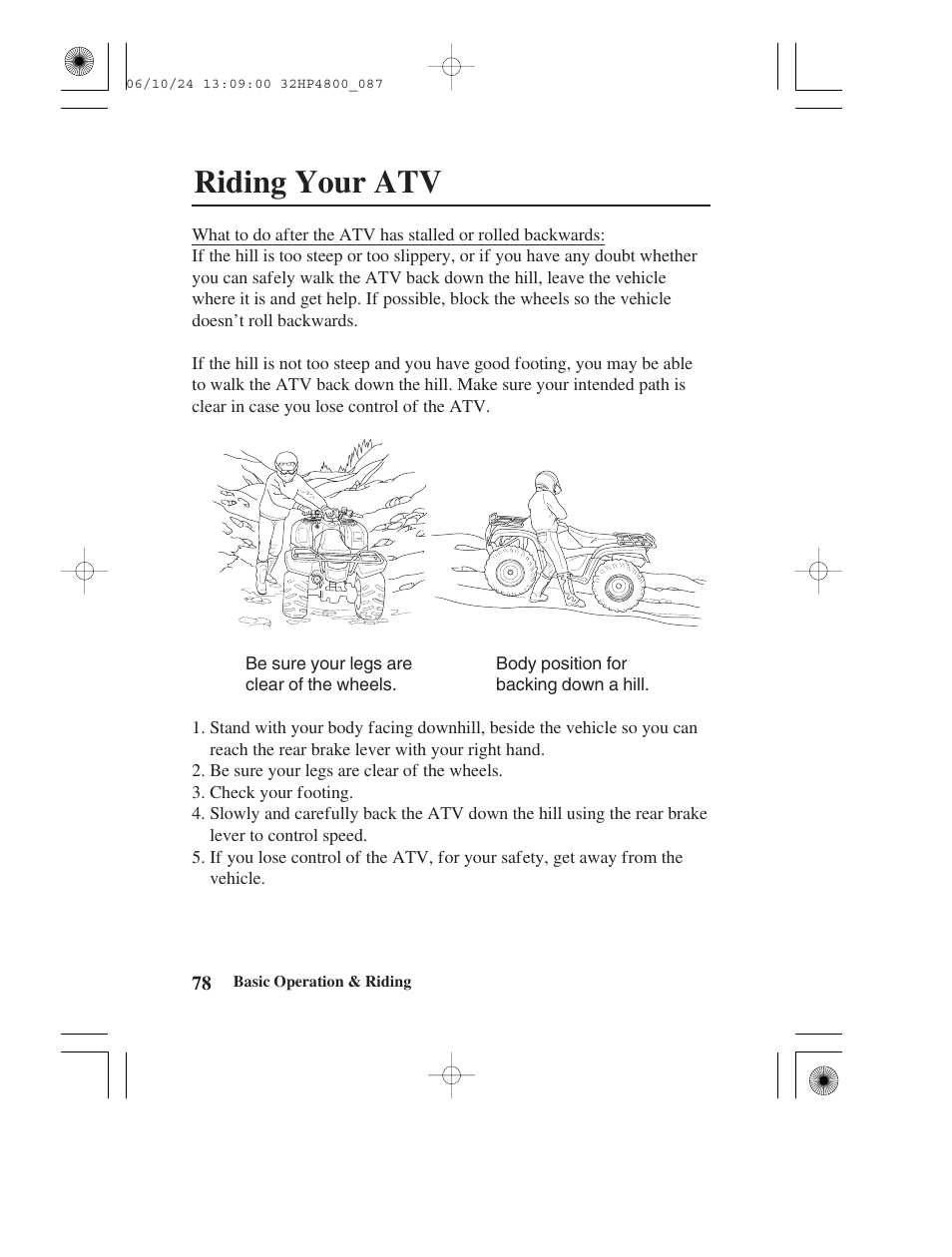 Riding your atv | HONDA TRX420TE/FE User Manual | Page 86 / 236