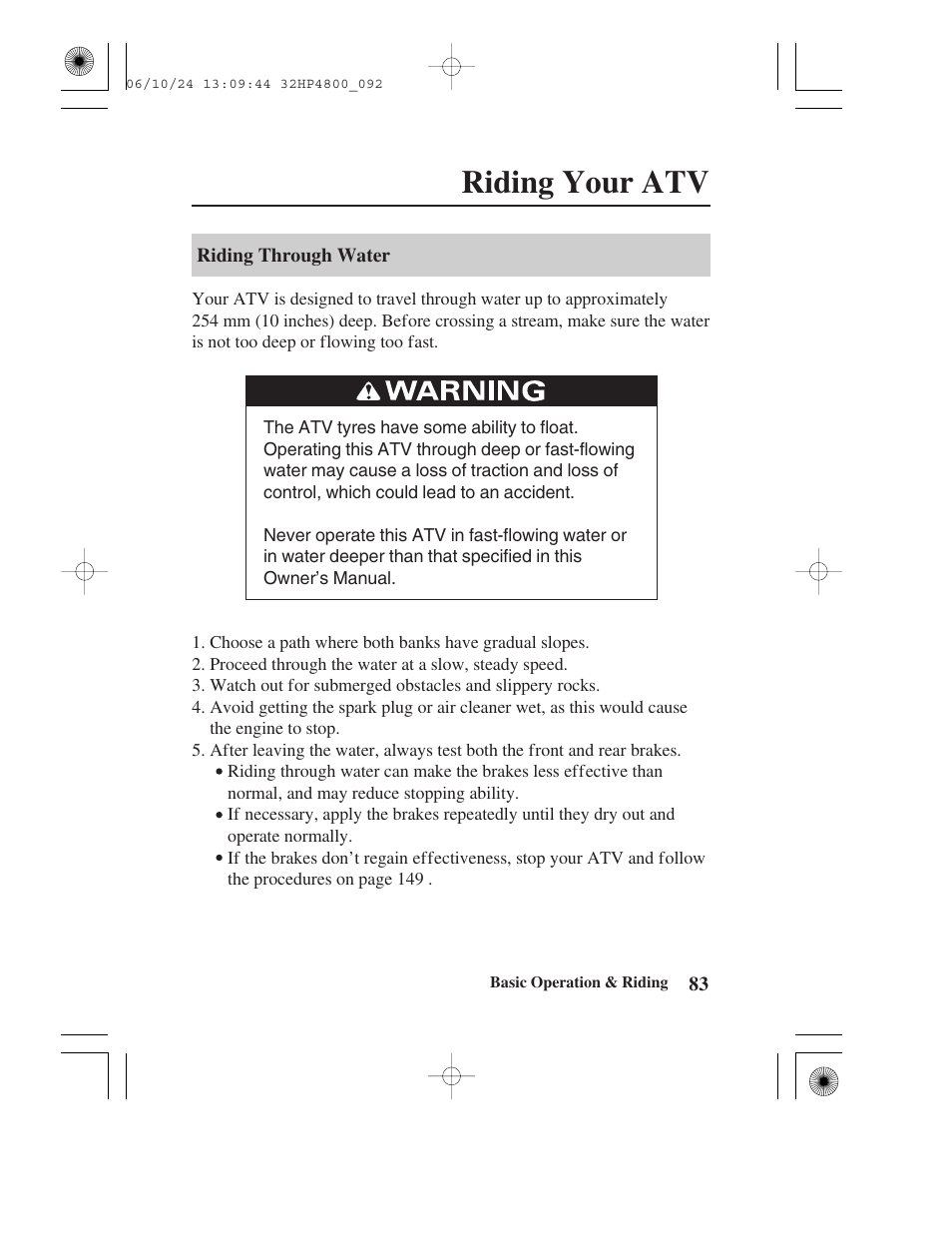 Riding your atv | HONDA TRX420TE/FE User Manual | Page 91 / 236