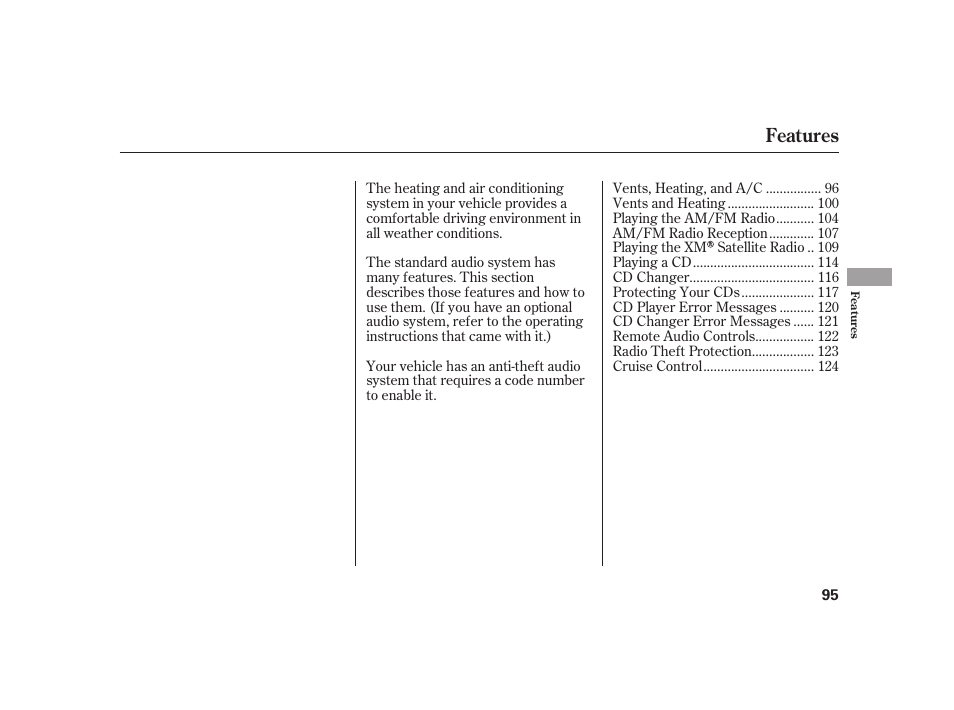 Features | HONDA 2008 S2000 User Manual | Page 101 / 270