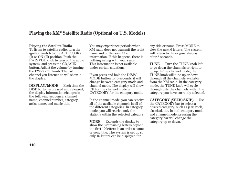 HONDA 2008 S2000 User Manual | Page 116 / 270