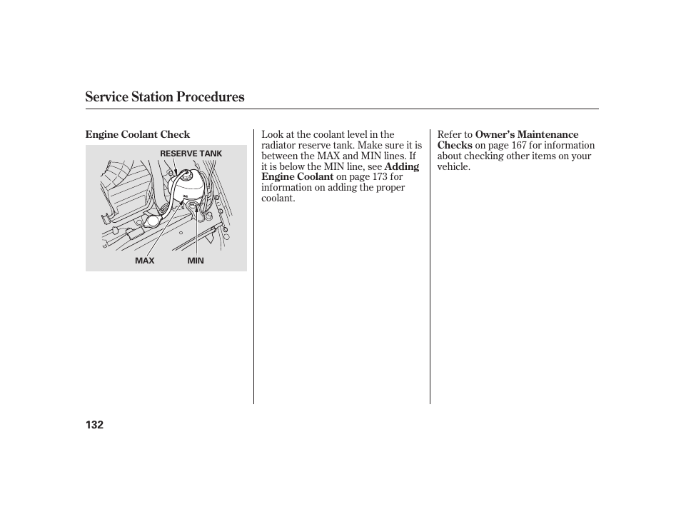 Service station procedures | HONDA 2008 S2000 User Manual | Page 138 / 270