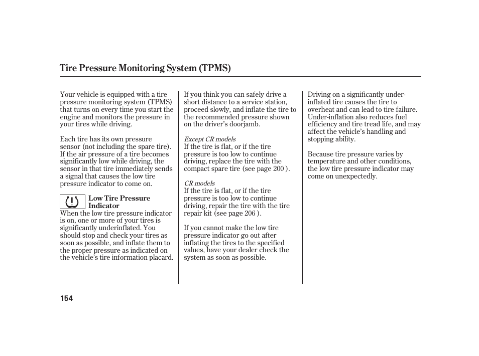 Tire pressure monitoring system (tpms) | HONDA 2008 S2000 User Manual | Page 160 / 270