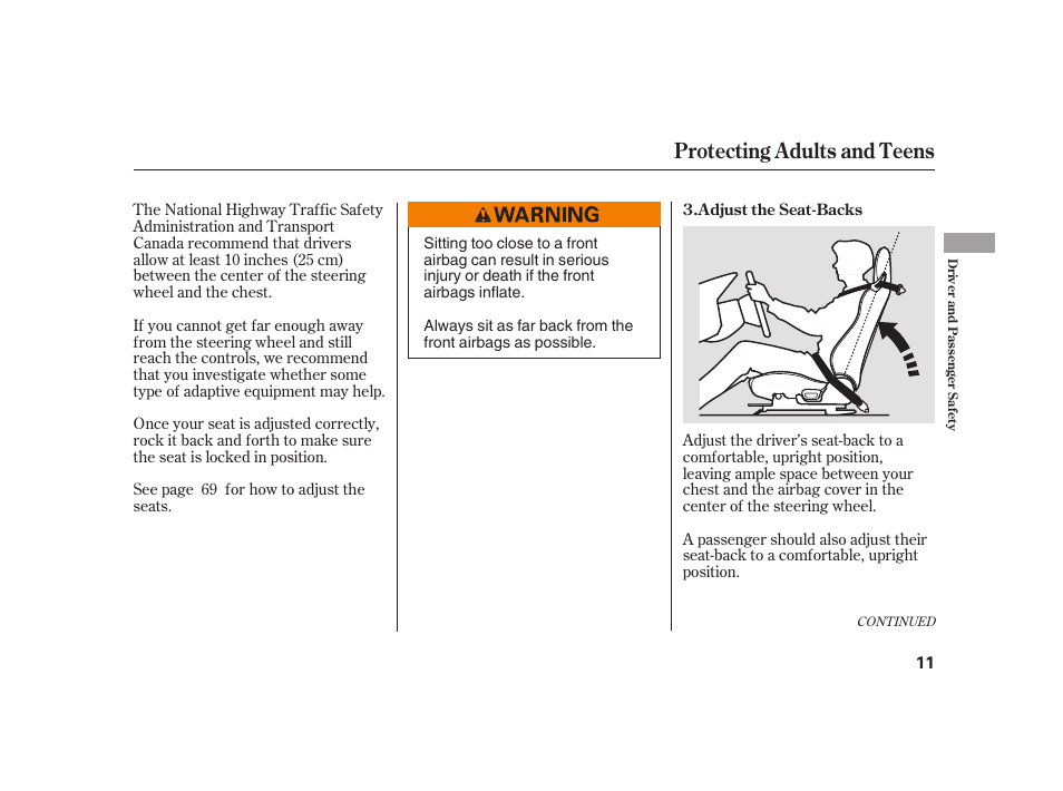 Protecting adults and teens | HONDA 2008 S2000 User Manual | Page 17 / 270