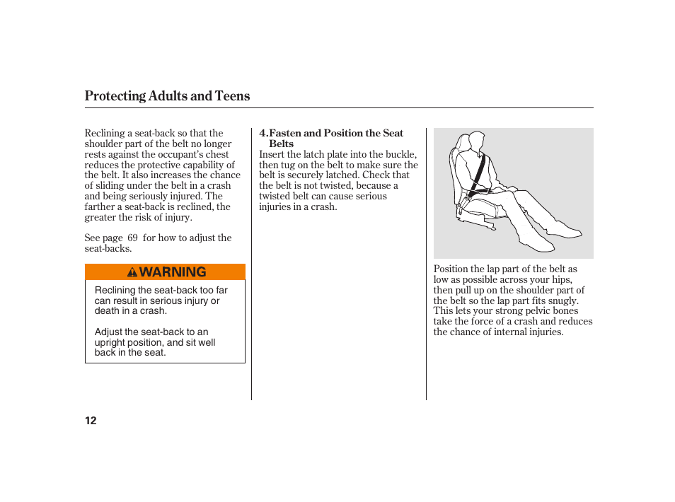 Protecting adults and teens | HONDA 2008 S2000 User Manual | Page 18 / 270