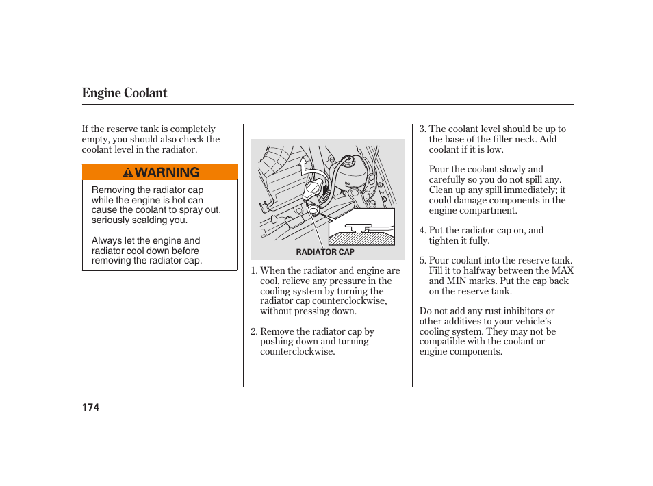 Engine coolant | HONDA 2008 S2000 User Manual | Page 180 / 270