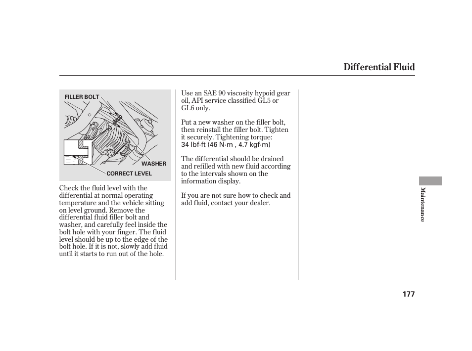 Differential fluid | HONDA 2008 S2000 User Manual | Page 183 / 270