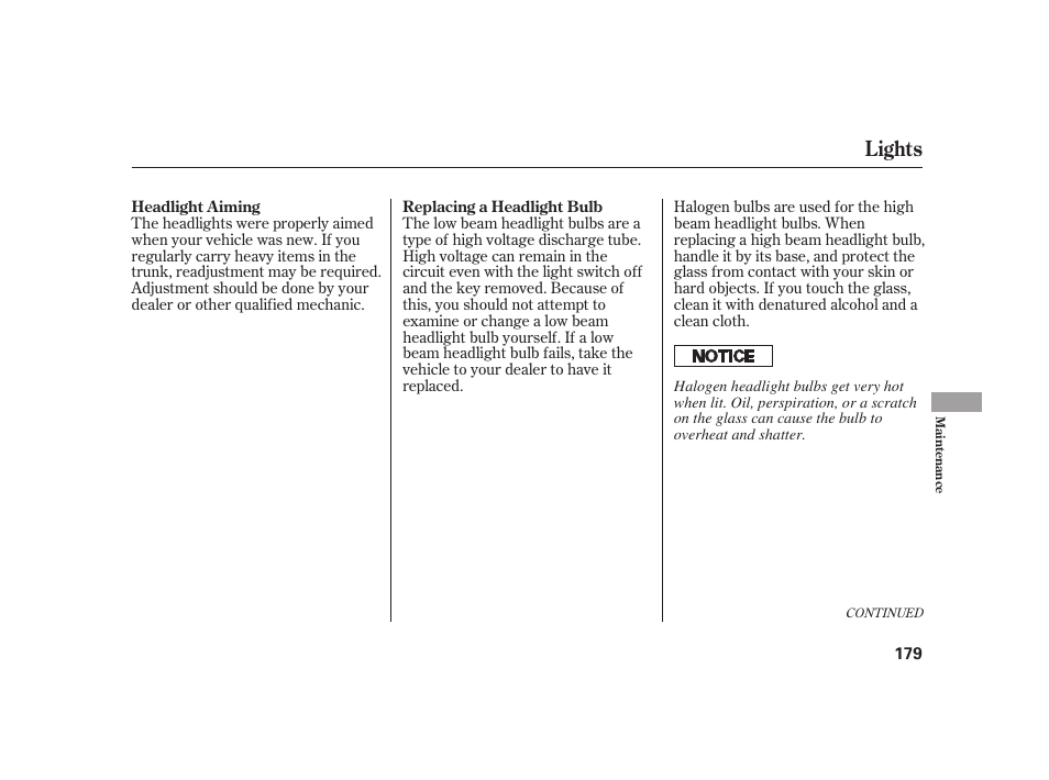 Lights | HONDA 2008 S2000 User Manual | Page 185 / 270