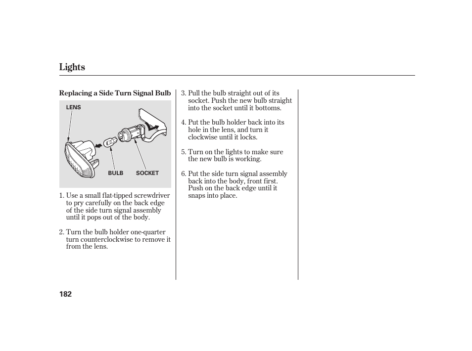 Lights | HONDA 2008 S2000 User Manual | Page 188 / 270