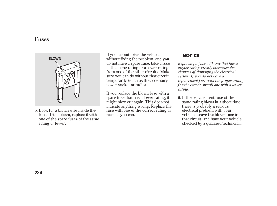 Fuses | HONDA 2008 S2000 User Manual | Page 230 / 270