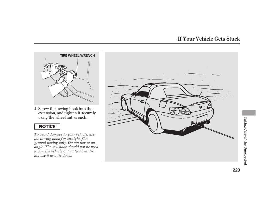 If your vehicle gets stuck | HONDA 2008 S2000 User Manual | Page 235 / 270