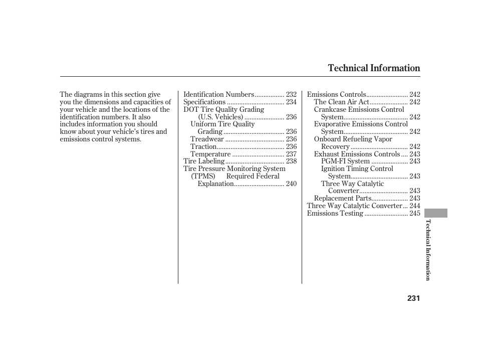 Technical information | HONDA 2008 S2000 User Manual | Page 237 / 270