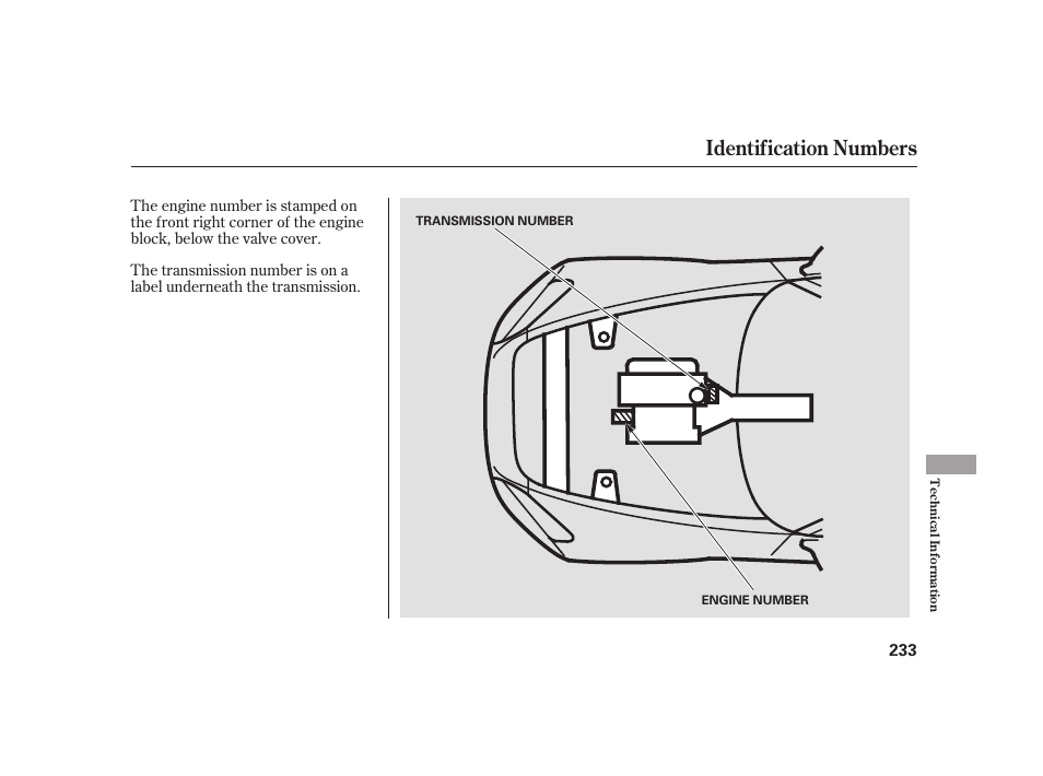 Identification numbers | HONDA 2008 S2000 User Manual | Page 239 / 270