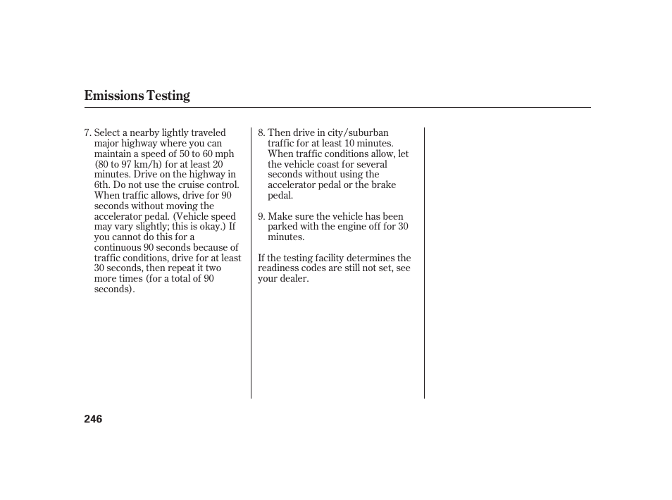 Emissions testing | HONDA 2008 S2000 User Manual | Page 252 / 270