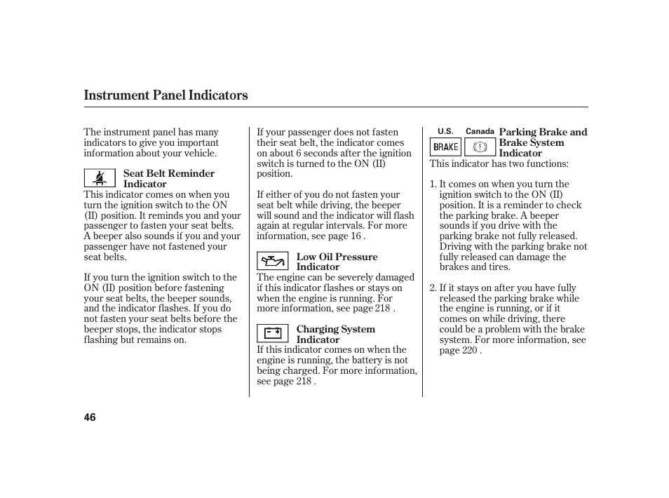 Instrument panel indicators | HONDA 2008 S2000 User Manual | Page 52 / 270