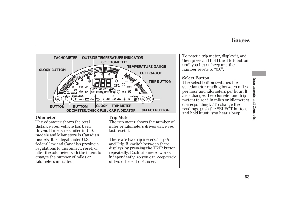 Gauges | HONDA 2008 S2000 User Manual | Page 59 / 270