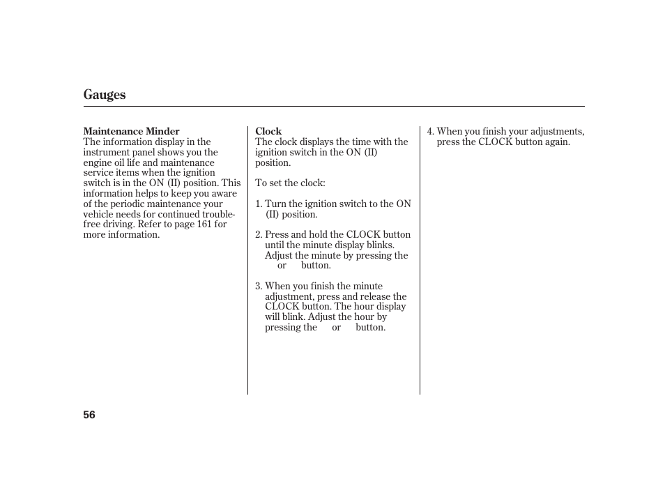 Gauges | HONDA 2008 S2000 User Manual | Page 62 / 270