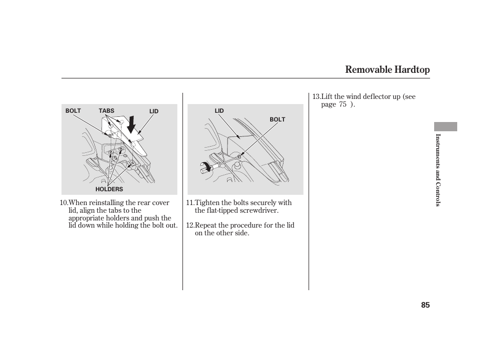 Removable hardtop | HONDA 2008 S2000 User Manual | Page 91 / 270