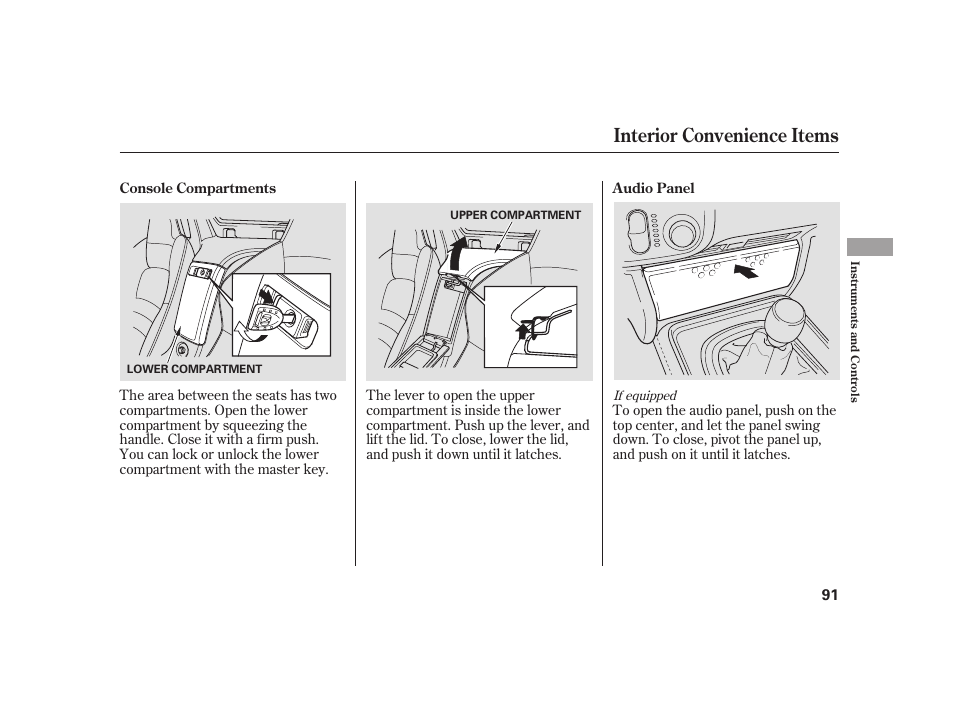 Interior convenience items | HONDA 2008 S2000 User Manual | Page 97 / 270