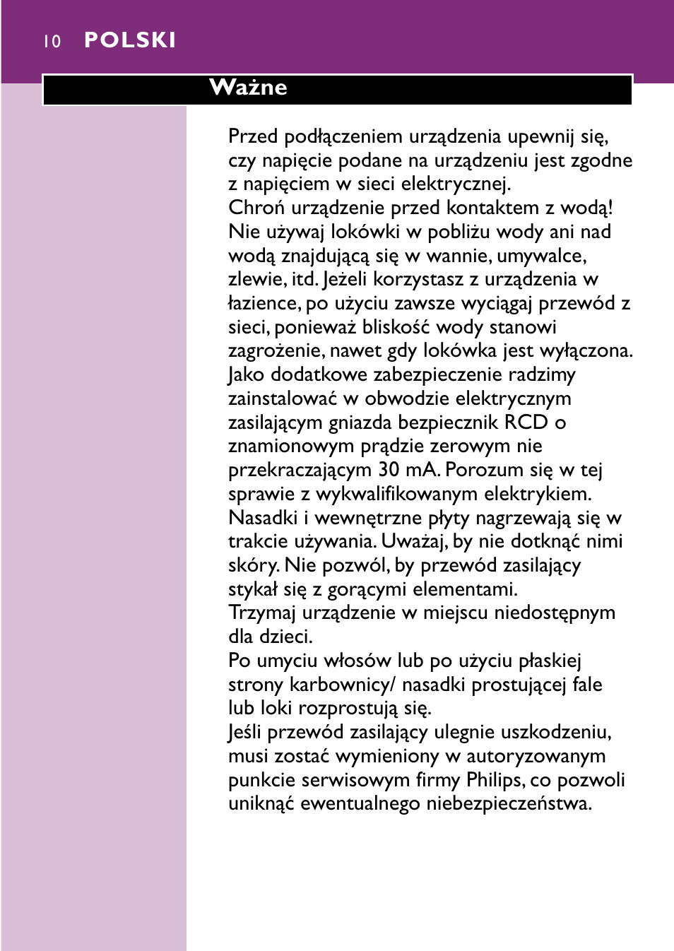 Polski 10 | Philips hp4696 00 User Manual | Page 10 / 100