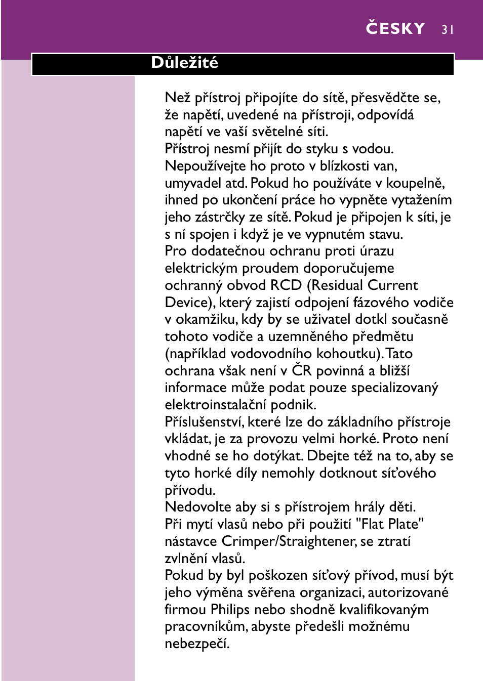 Česky 31 | Philips hp4696 00 User Manual | Page 31 / 100