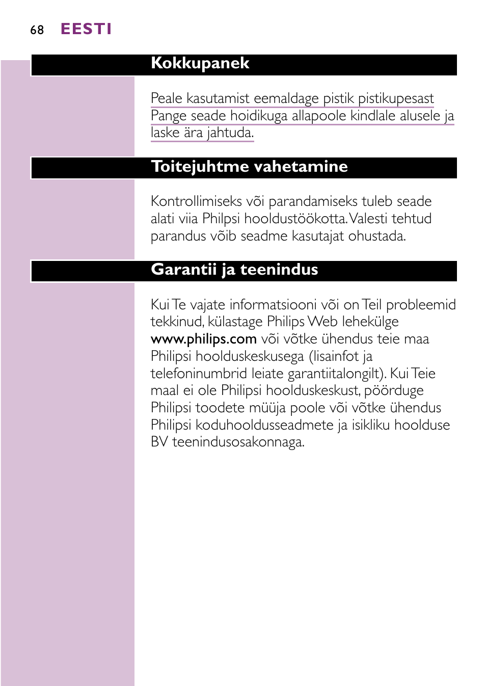 Philips hp4696 00 User Manual | Page 68 / 100