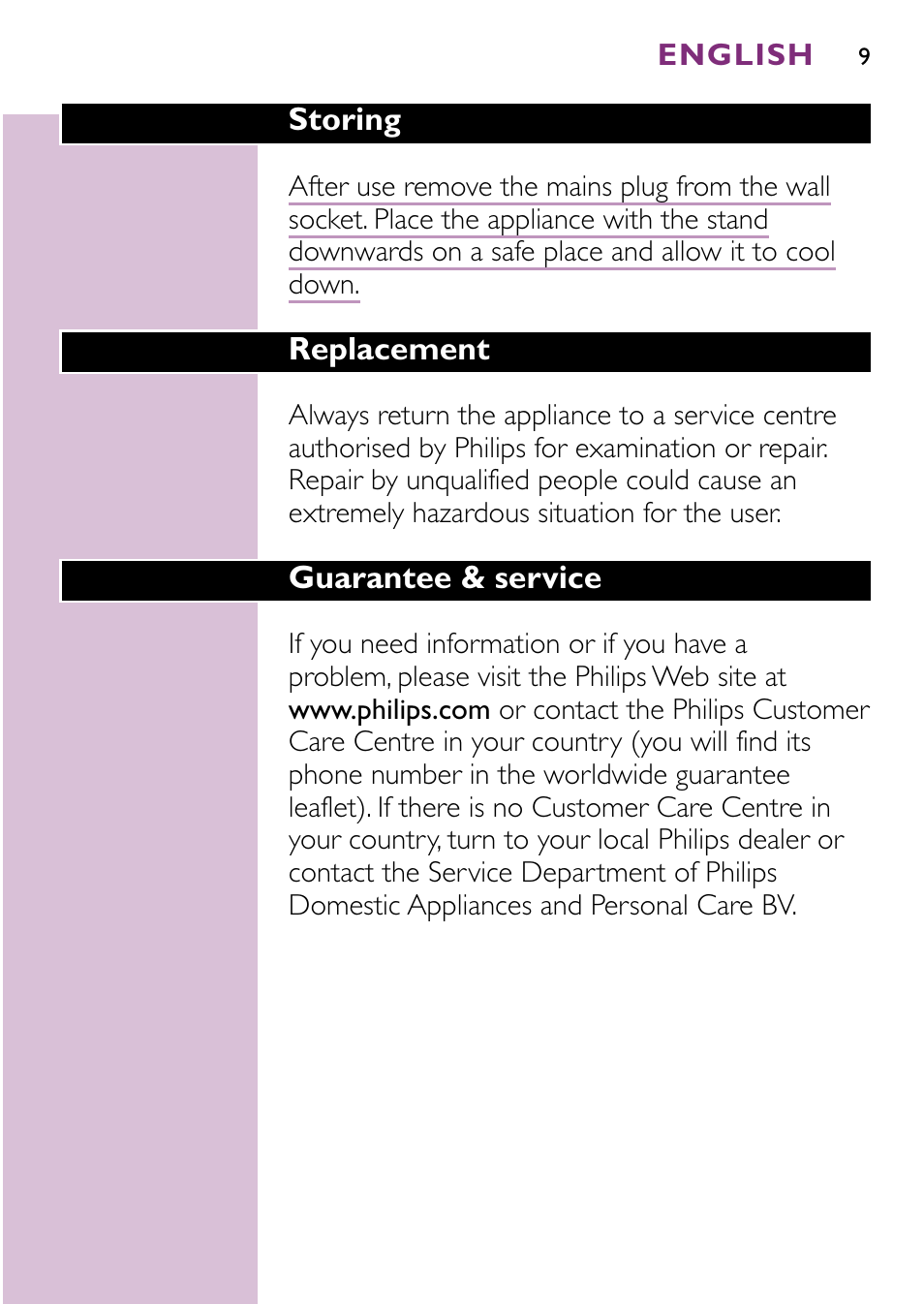 Philips hp4696 00 User Manual | Page 9 / 100