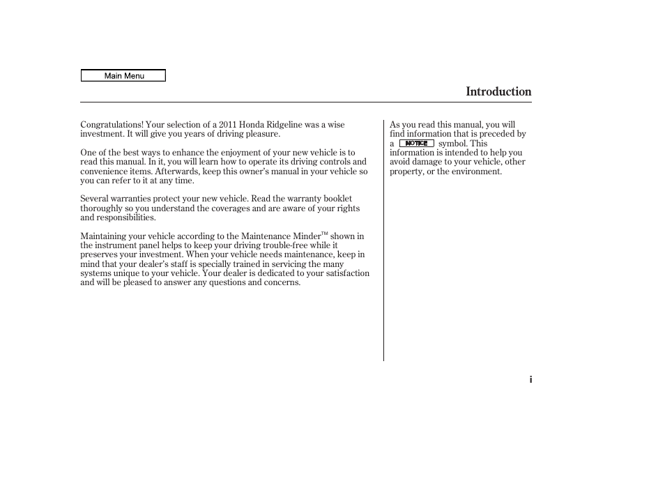 HONDA 2011 Ridgeline User Manual | 423 pages