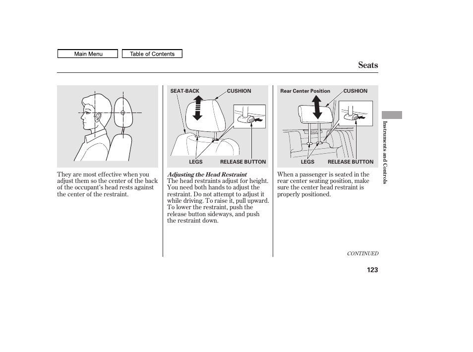 Seats, 2011 ridgeline | HONDA 2011 Ridgeline User Manual | Page 127 / 423