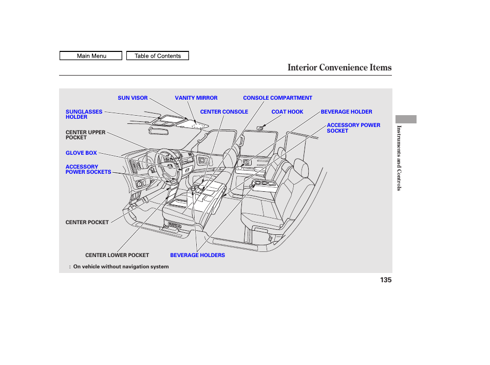 Interior convenience items, 2011 ridgeline | HONDA 2011 Ridgeline User Manual | Page 139 / 423