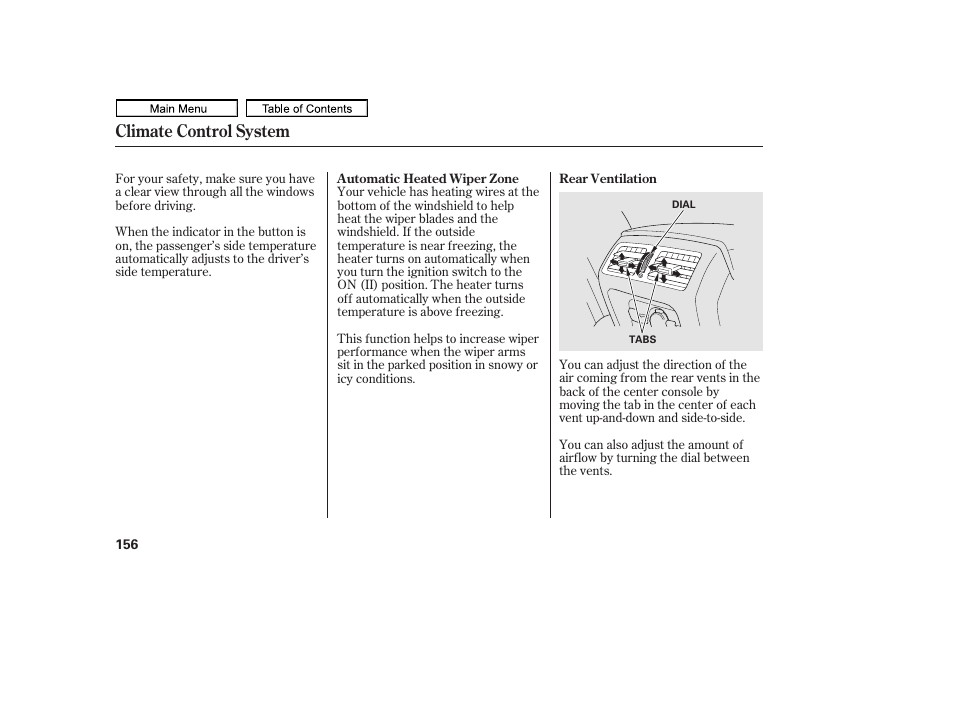 Climate control system | HONDA 2011 Ridgeline User Manual | Page 160 / 423