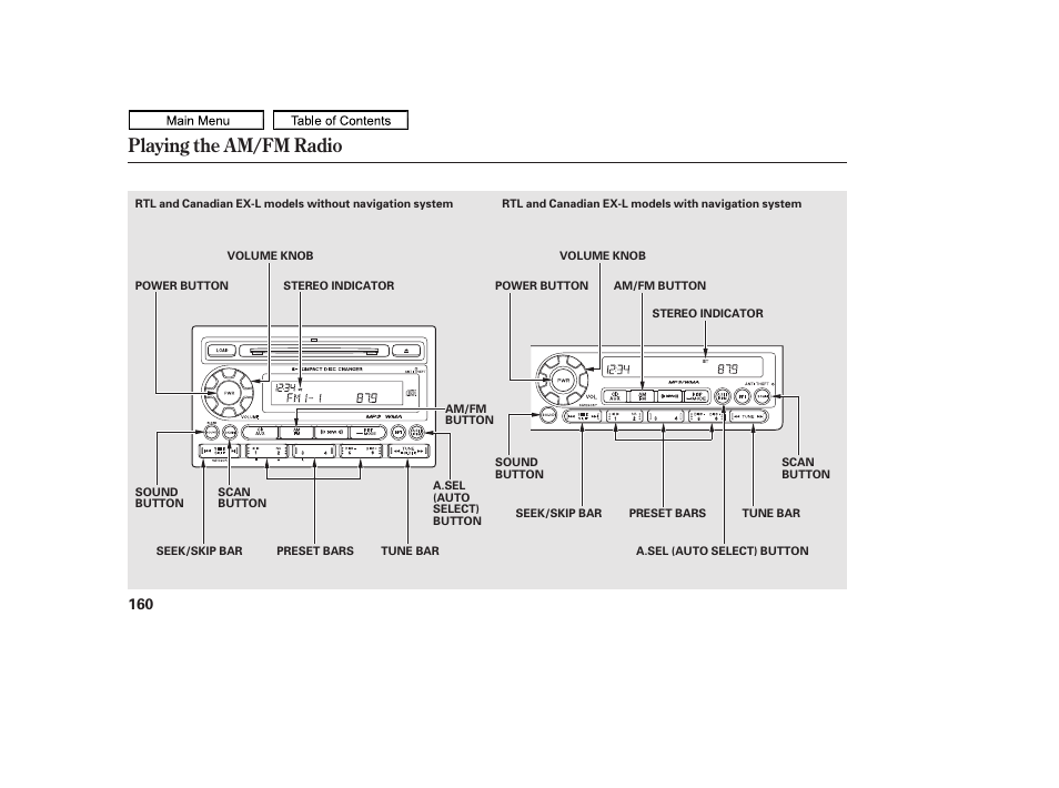 Playing the am/fm radio, 2011 ridgeline | HONDA 2011 Ridgeline User Manual | Page 164 / 423
