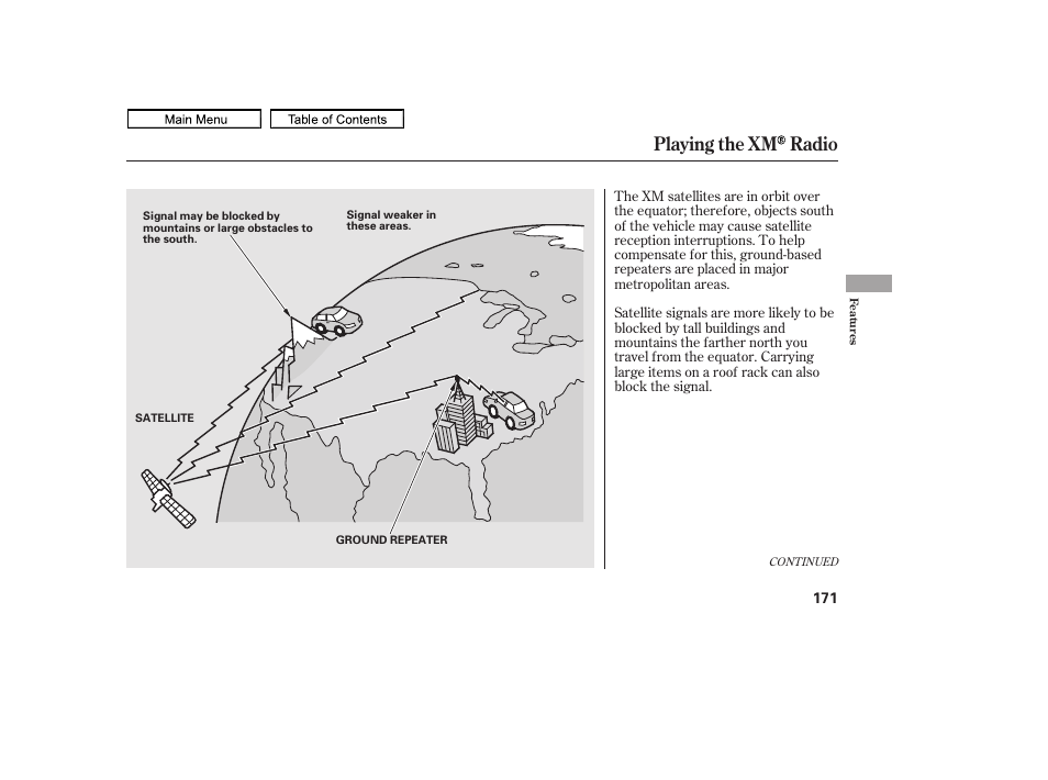 Playing the xm radio, 2011 ridgeline | HONDA 2011 Ridgeline User Manual | Page 175 / 423