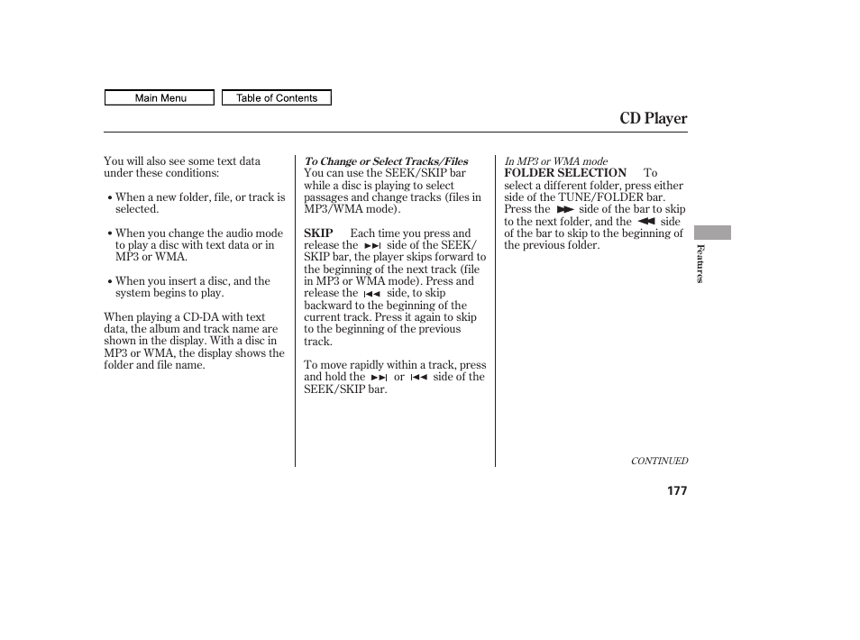 Cd player | HONDA 2011 Ridgeline User Manual | Page 181 / 423