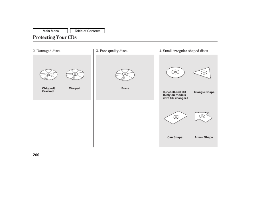 Protecting your cds, 2011 ridgeline | HONDA 2011 Ridgeline User Manual | Page 204 / 423