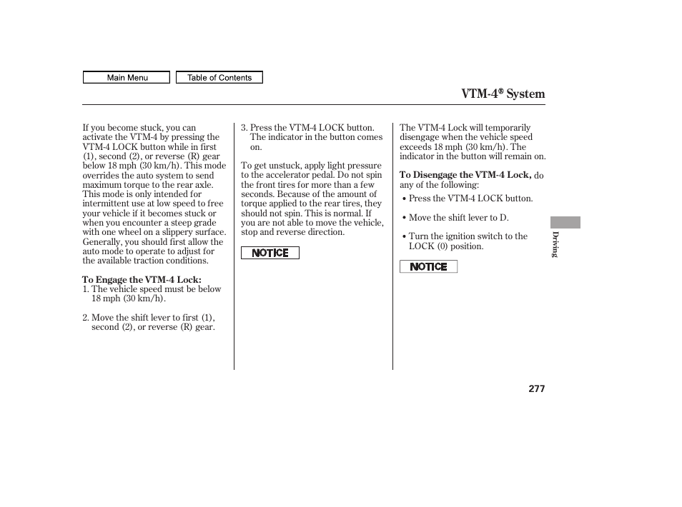 Vtm-4 system | HONDA 2011 Ridgeline User Manual | Page 281 / 423