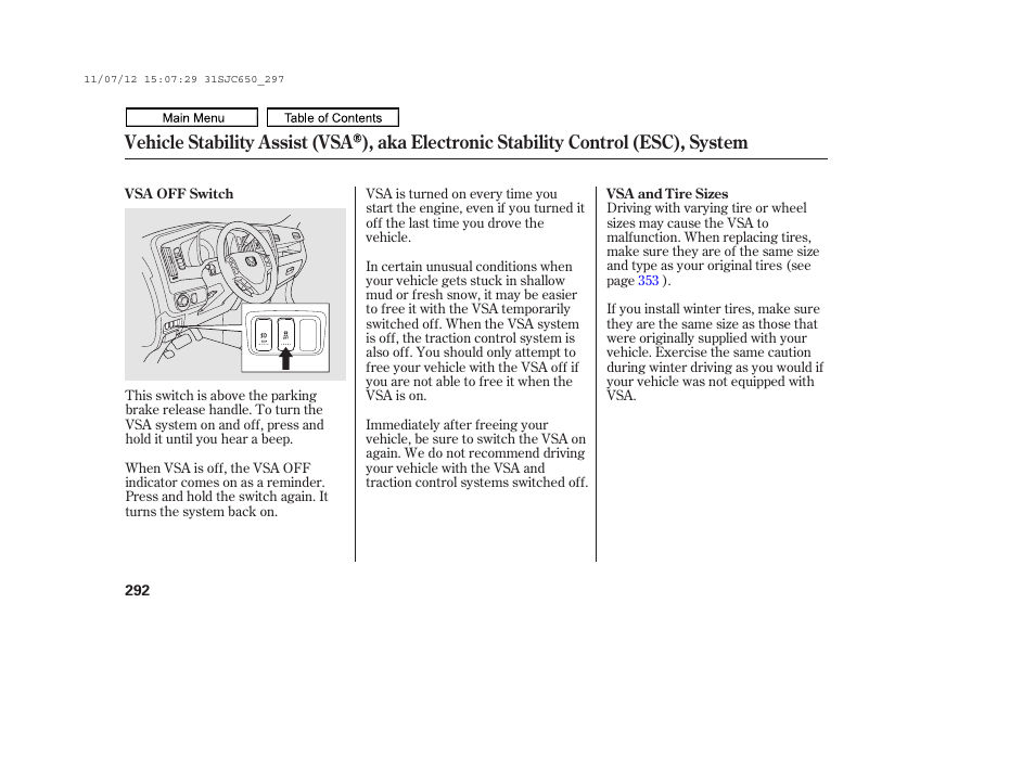 HONDA 2011 Ridgeline User Manual | Page 296 / 423