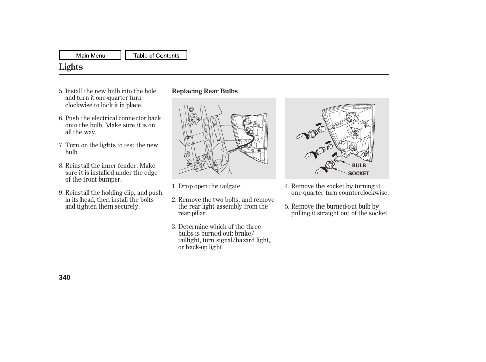 Lights | HONDA 2011 Ridgeline User Manual | Page 344 / 423