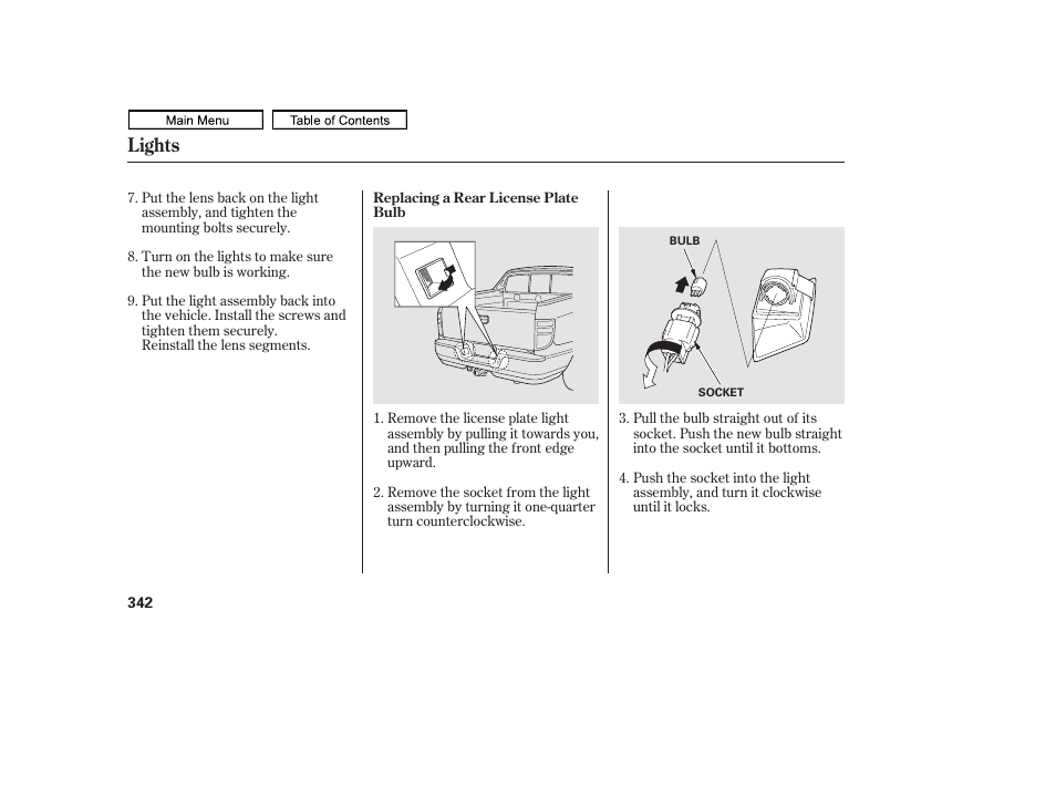 Lights | HONDA 2011 Ridgeline User Manual | Page 346 / 423